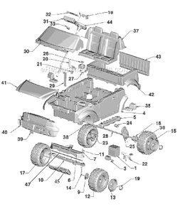 Page A Diagram and Parts List for L6348  Power Wheels Ride-On Cars